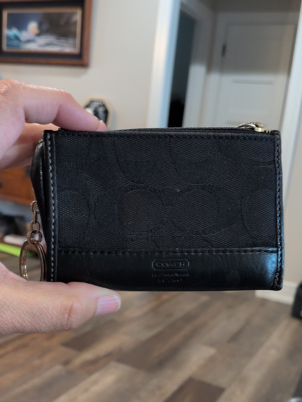Coach Signature Zip Card Case with Keyring